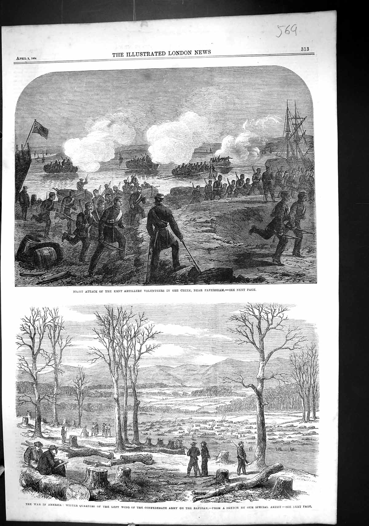 Old 1864 Night Attack Kent Artillery Volunteers Ore Creek Faversham R Victorian