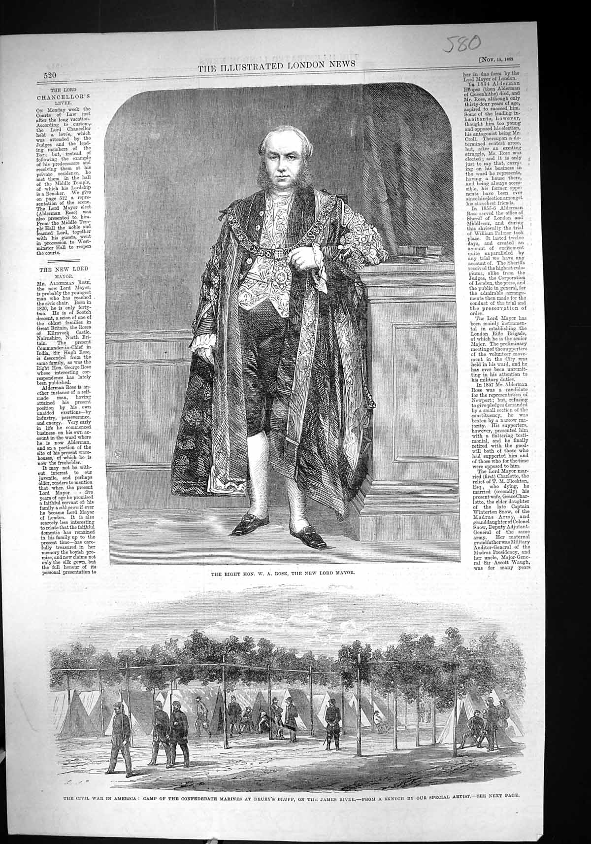 Old Antique Print Rose Lord Mayor Civil War America Marines Drury'S Blu