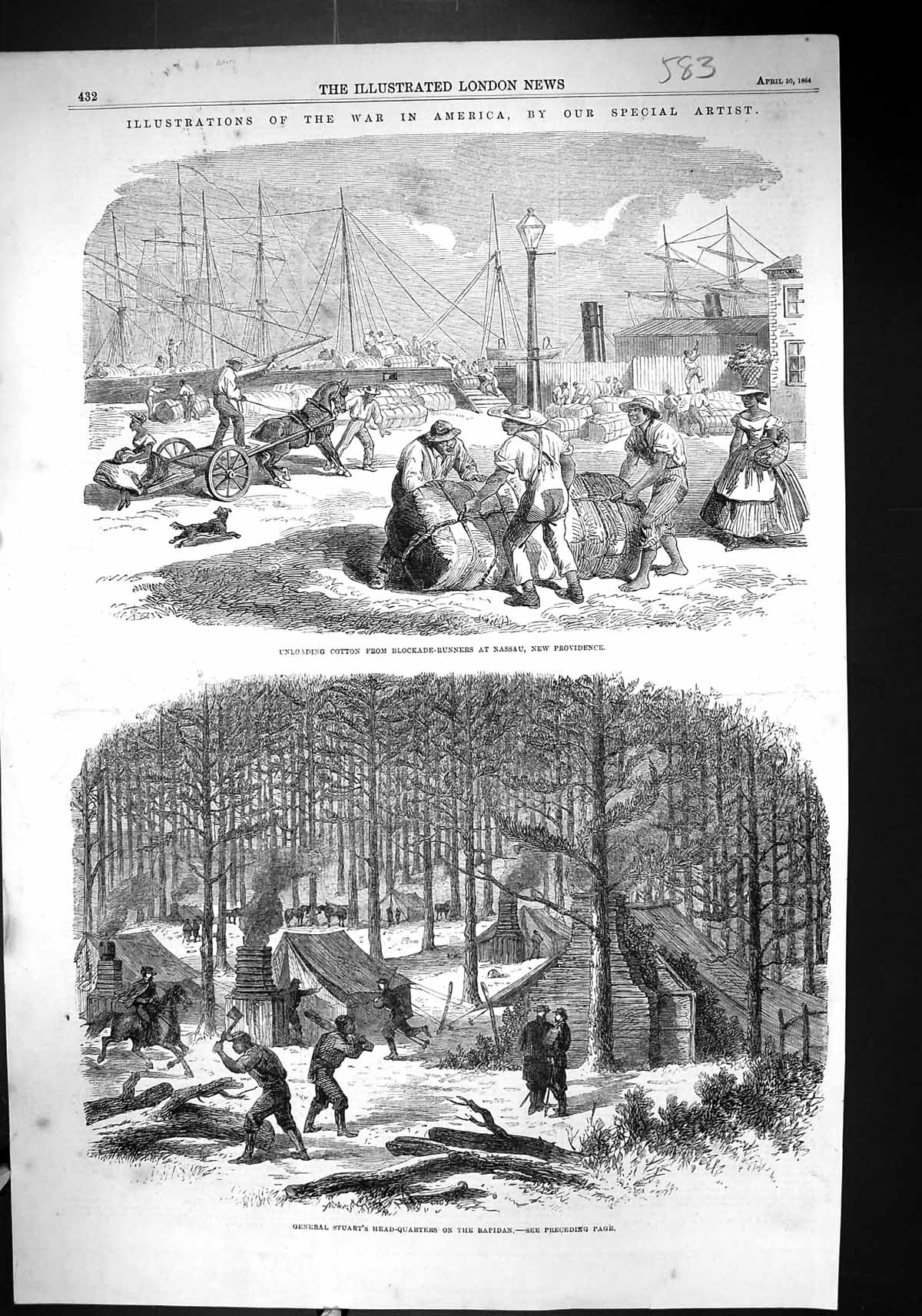 Old 1864 General Stuart Rapidan War America Cotton Blockade-Runners N Victorian