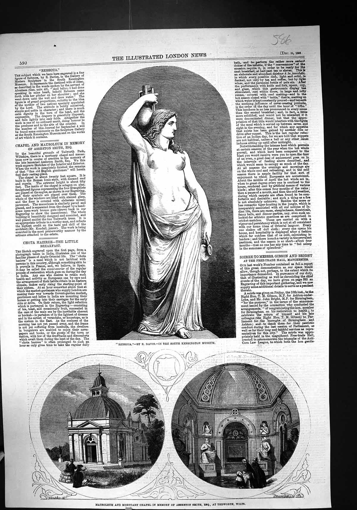 Old 1858Statue Rebecca Mausoleum Mortuary Chapel Assheton Smith Tedwo Victorian