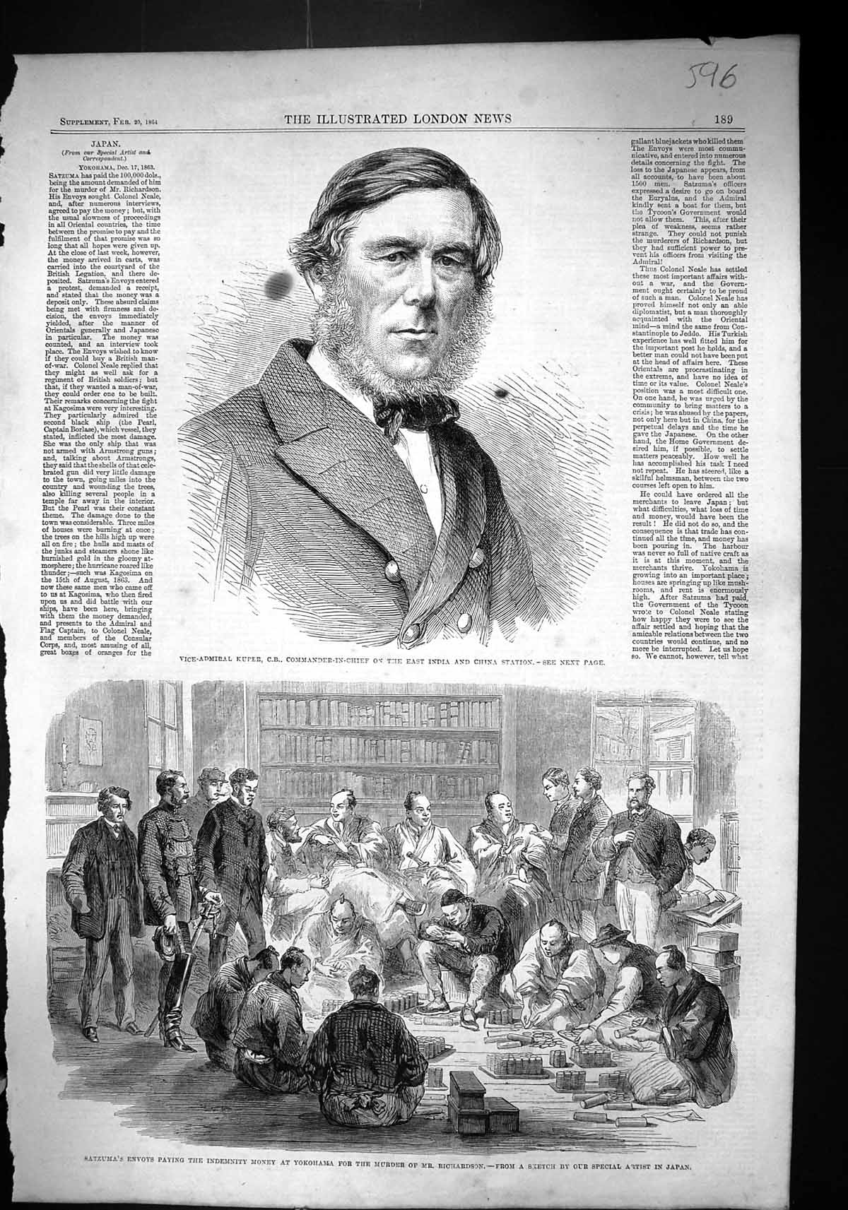 Old 1864 Satzuma Envoys Yokohama Money Murder Richardson Vice-Admiral Victorian