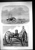 Old 1872 Gatling Gun War Weapon Prince Wales Ship Landing Weymouth En Victorian