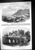 Old Print 1868 Lake Kankrowler Meywar India Palace Rana Meywar Oddeypore 19th