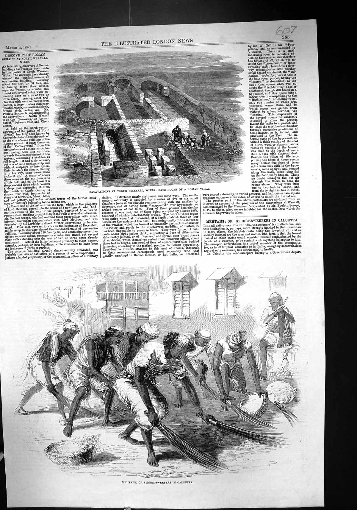 Old 1860 Mehtahs Street-Sweepers Calcutta Archaeology Roman Villas Wr Victorian