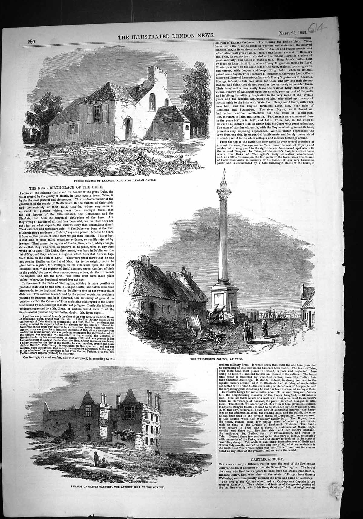 Old 1852 Parish Church Laracor Wellington Column Trim Castle Carbury Victorian