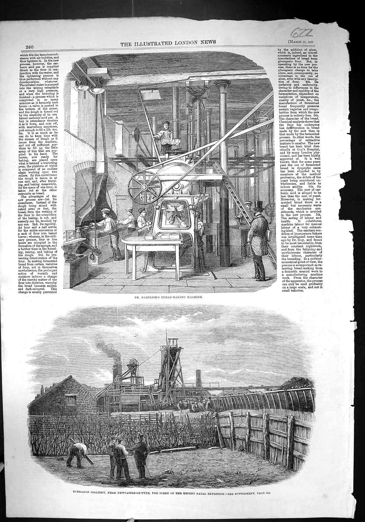 Old 1860 Burradon Colliery Coal Mining Dauglish Bread-Making Machine Victorian