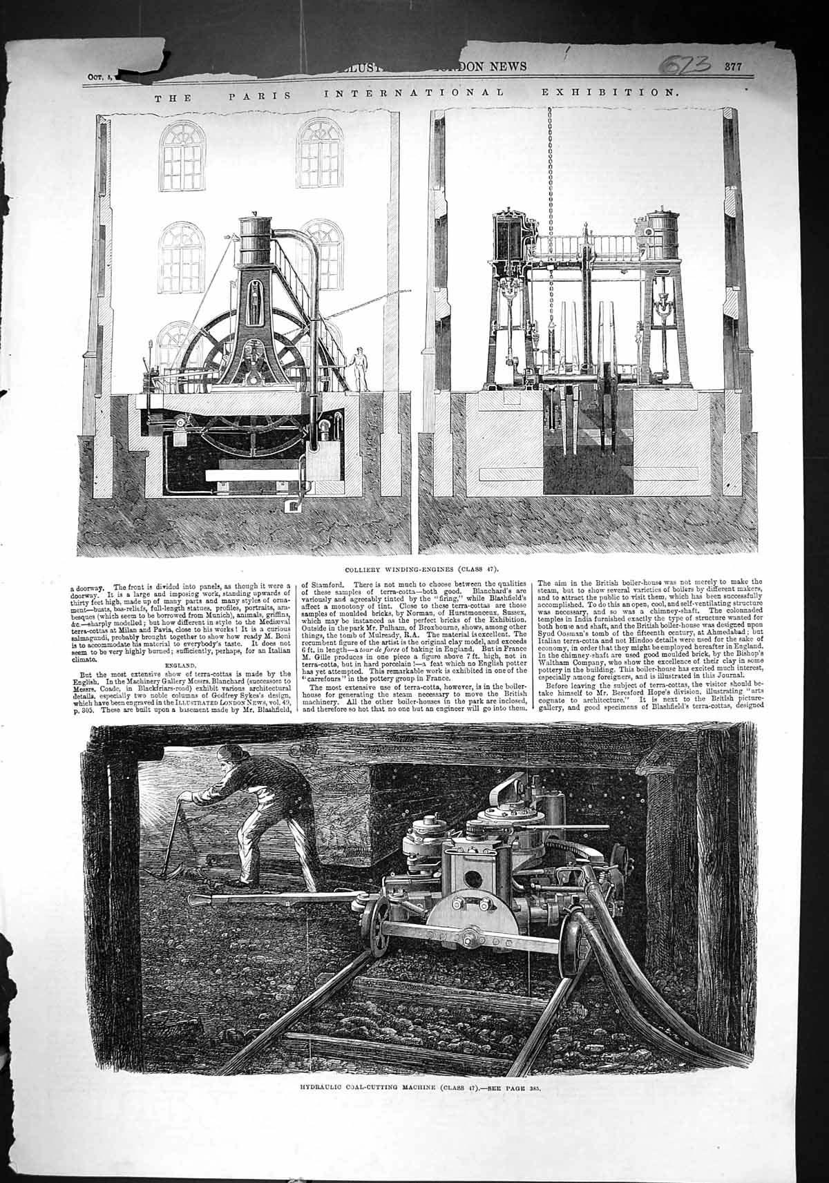 Old 1867 Paris Exhibition Colliery Winding Engines Hydraulic Coal Cut Victorian