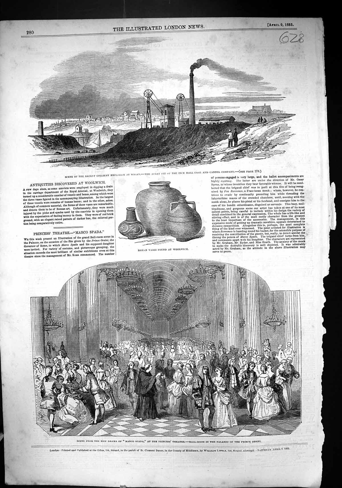 Old 1853 Drama Marco Spada Princess Theatre Coal Mining Colliery Wiga Victorian