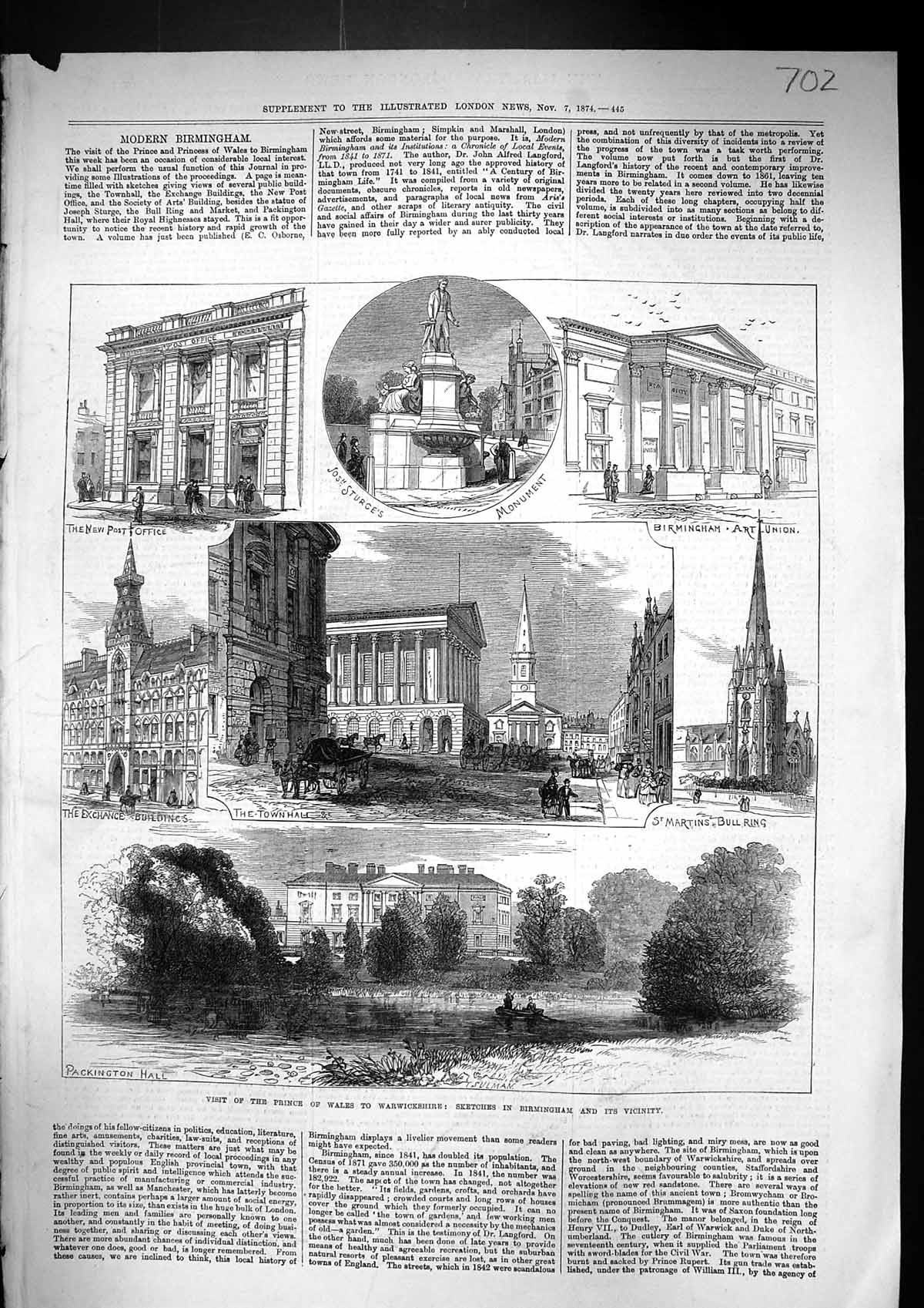 Old 1874 Prince Wales Warwickshire Birmingham Packington Martin'S Bul Victorian