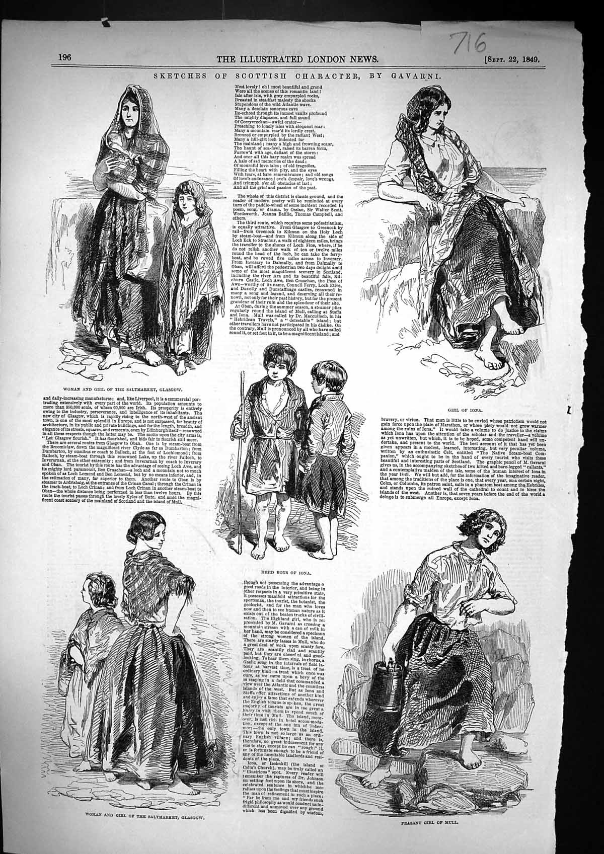 Old 1849 Woman Girl Saltmarket Glasgow Iona Herd Boys Peasant Mull Sc Victorian