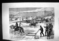 Antique Old Print 1875 Ploughing Storing Ice Hudson River New York America 19th