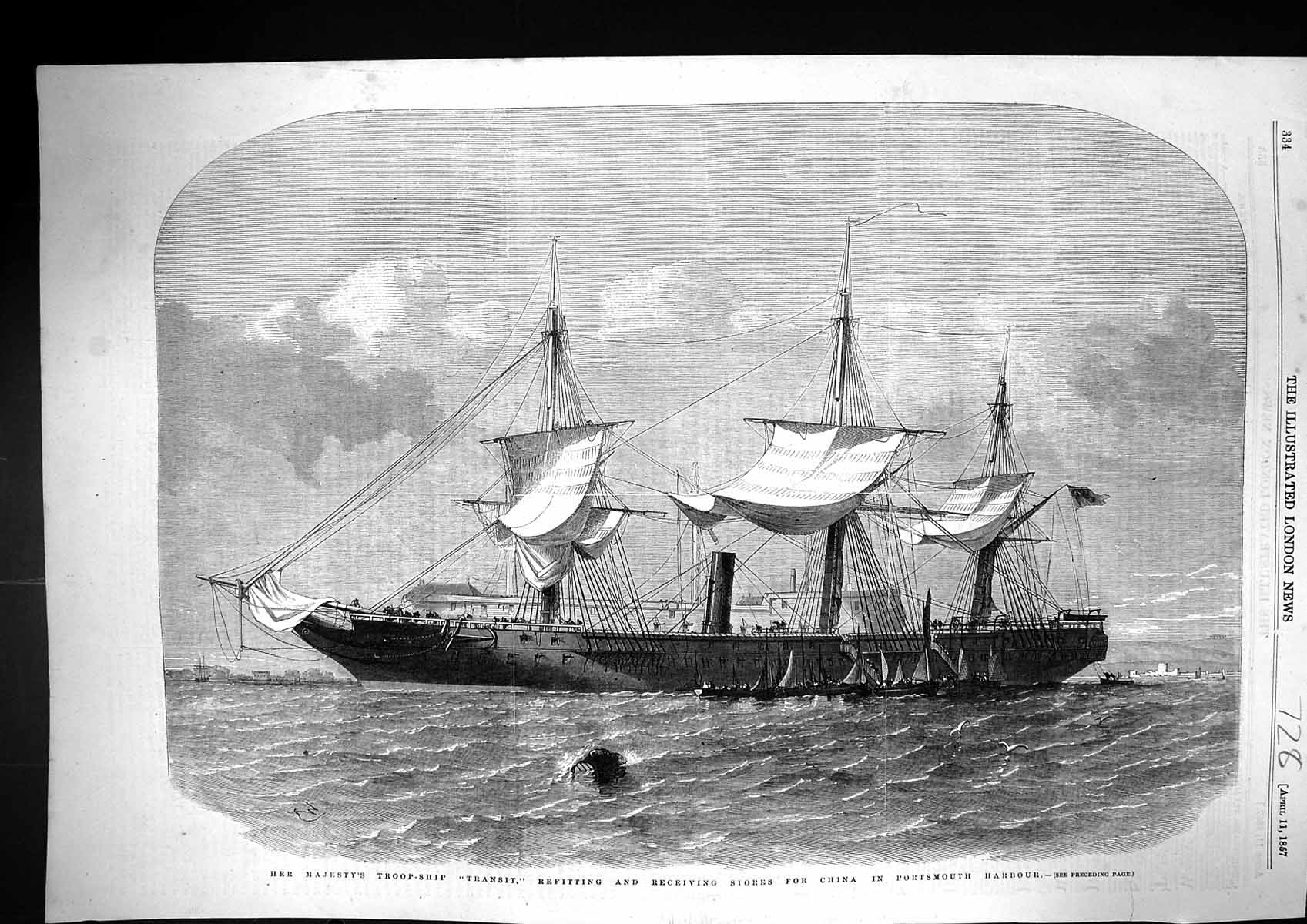 Old 1857 Queen Troop Ship Transit Receiving Stores China Portsmouth H Victorian