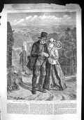 Old Antique Print 1867 Street Scene Village Postman Letters Mail Hemsley 19th