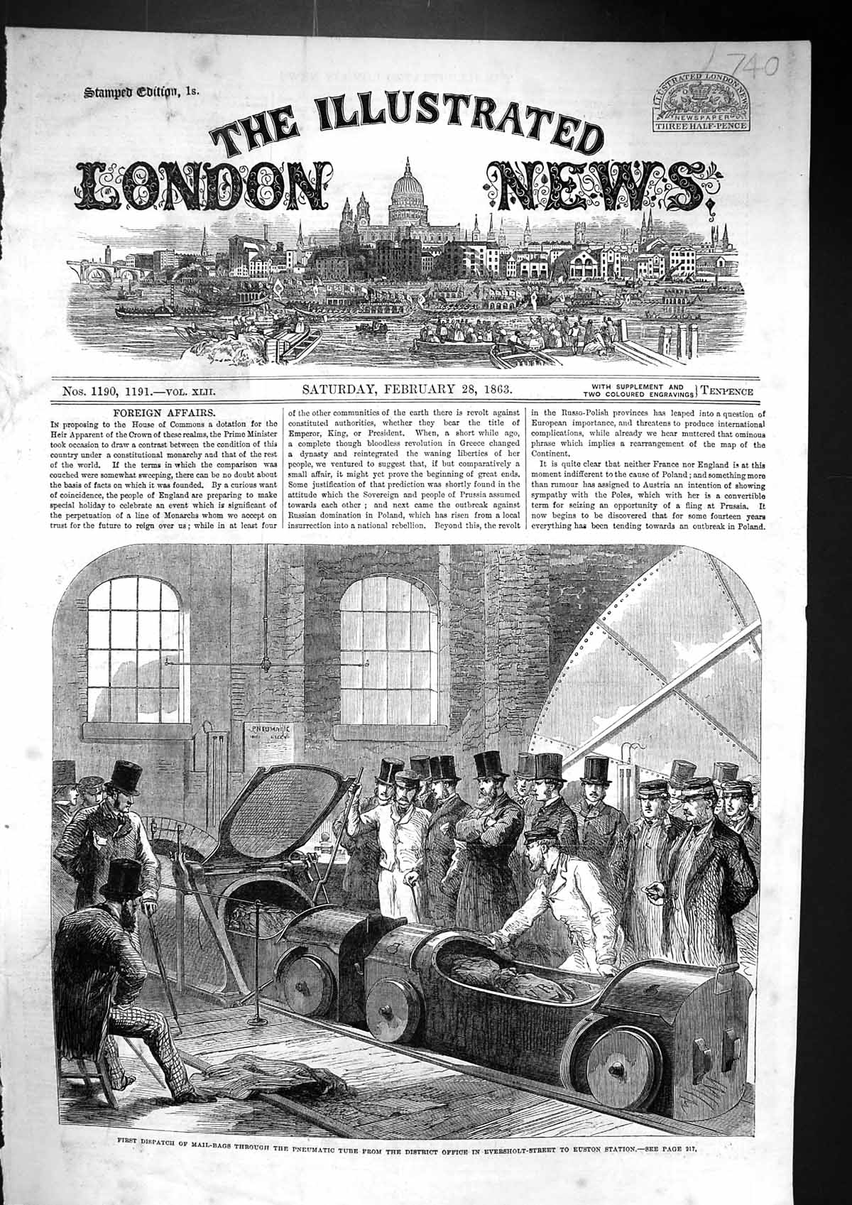 Old 1863 Despatch Mail Bags Pneumatic Tube Eversholt Street Euston St Victorian