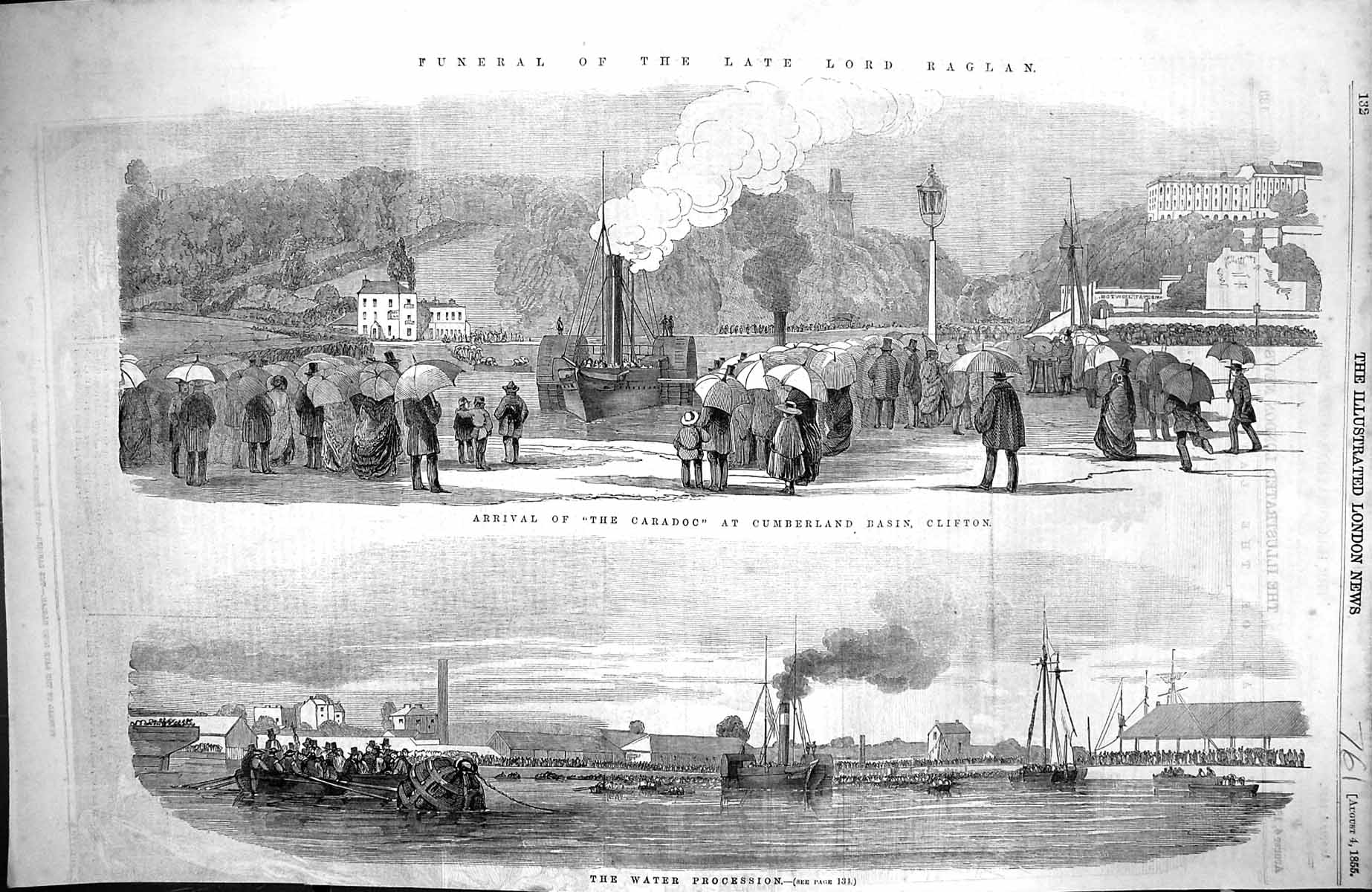 Old 1855 Funeral Lord Raglan Caradoc Cumberland Basin Clifton Water P Victorian