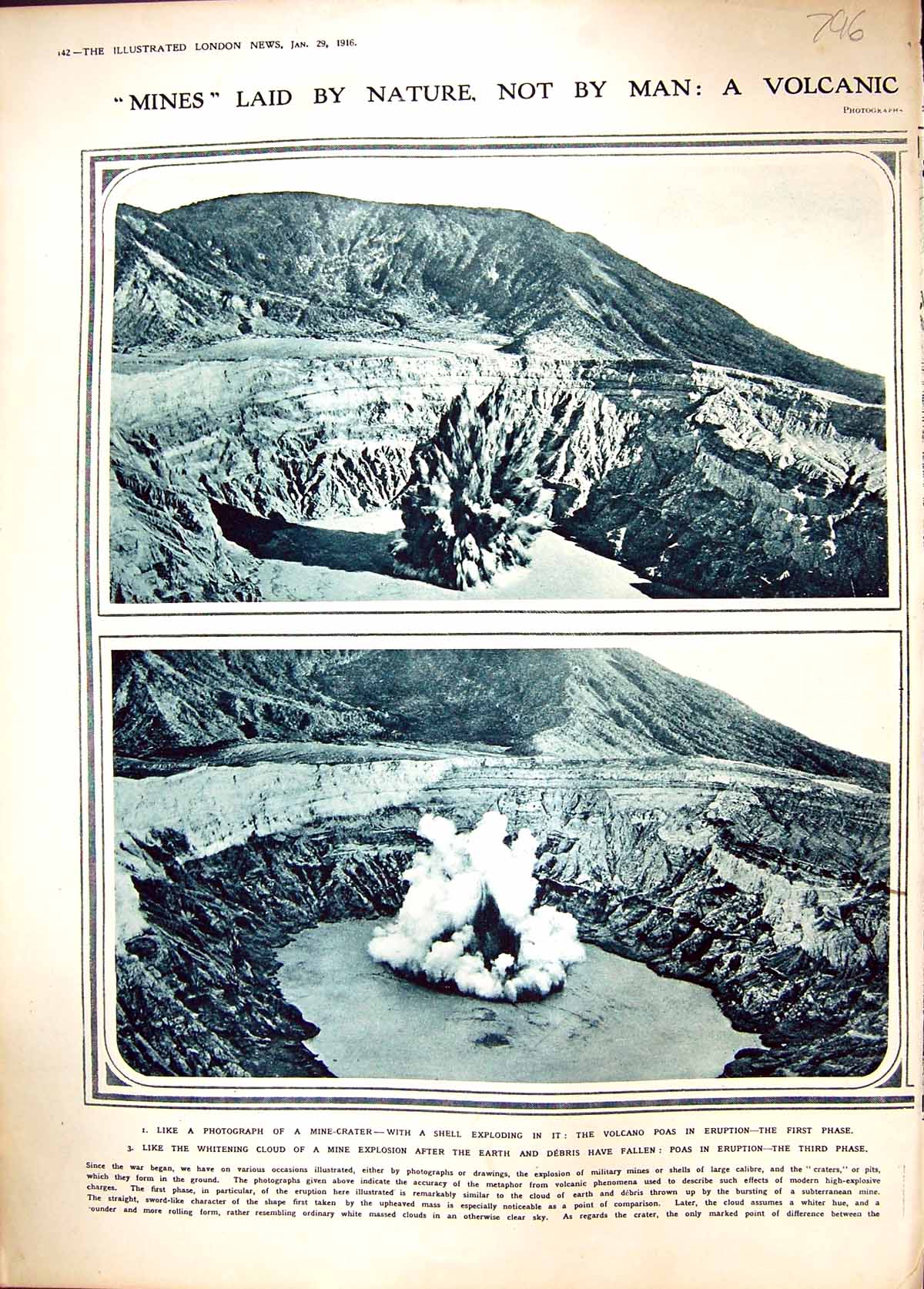 Old 1916 Mine-Crater Exploding Shell Volcano Poas Eruption Mountain P 20th
