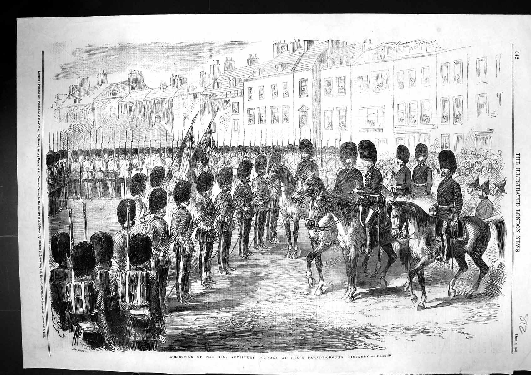 Old 1859 War Inspection Artillery Company Parade Ground Finsbury Engl Victorian