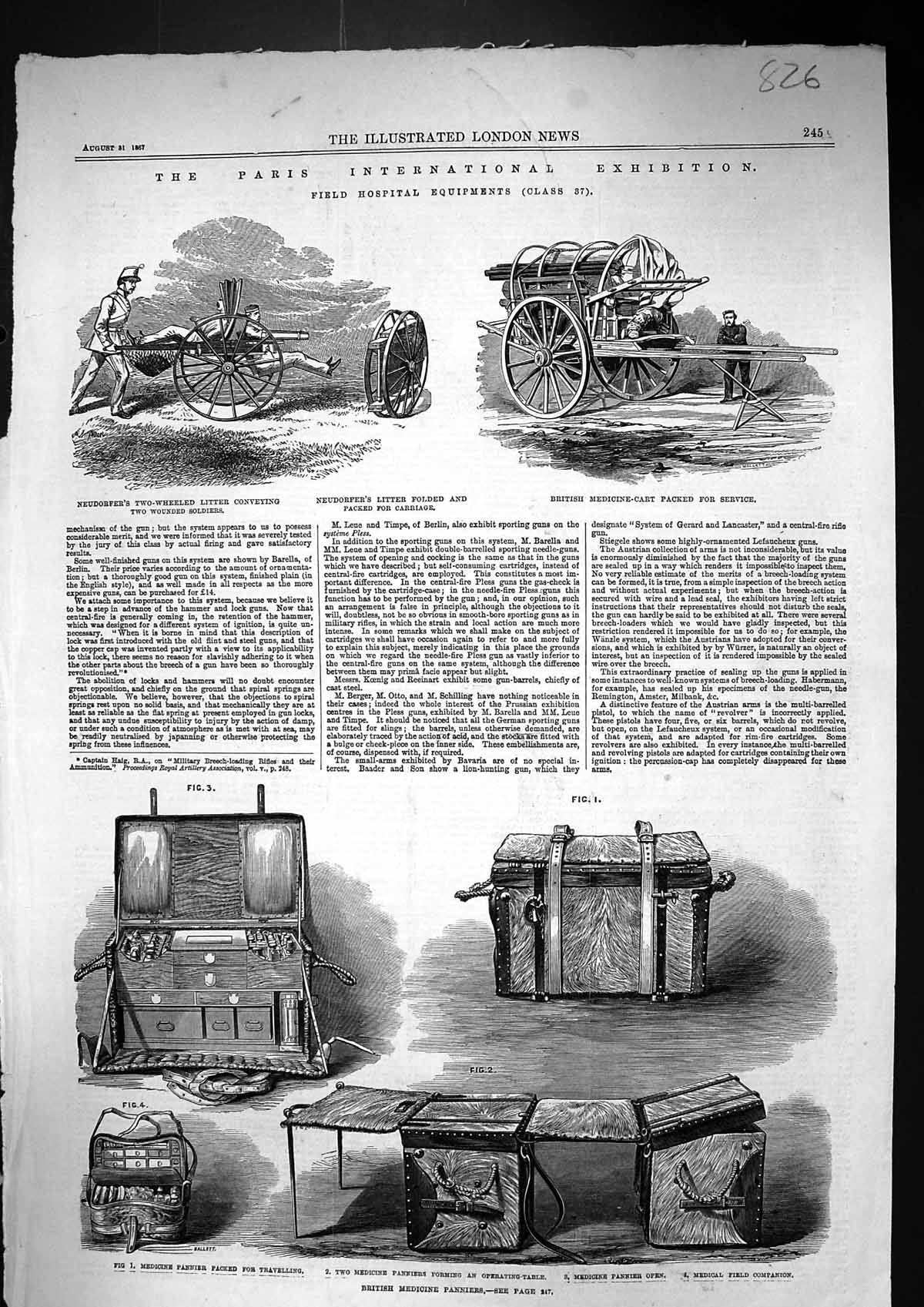 Old 1867 British Medicine Panniers Paris Exhibition Neudorfer Litter Victorian