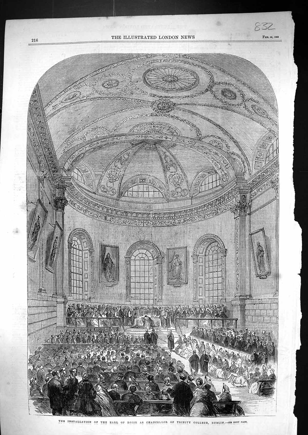Old 1863 Installation Earl Rosse Chancellor Trinity College Dublin Ir Victorian
