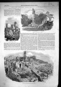 Antique Old Print 1853 Melfi Earthquake Remains Church Carmine Naples Italy