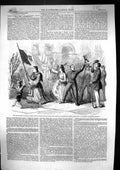 Old Print 1860 Revolution Naples Italy Street Scene Garibaldi Procession 19th