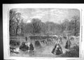 Antique Print 1859 Ice Skating Serpentine Frozen River Torchlight Fine Art 19th