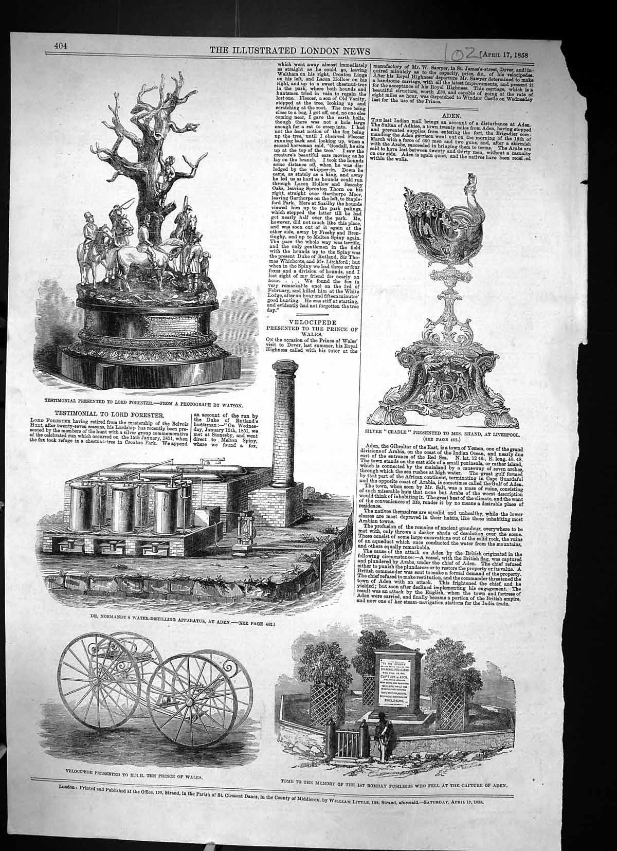 Old 1858 Tomb Bombay Fusiliers Aden Velocipede Prince Wales Forester Victorian