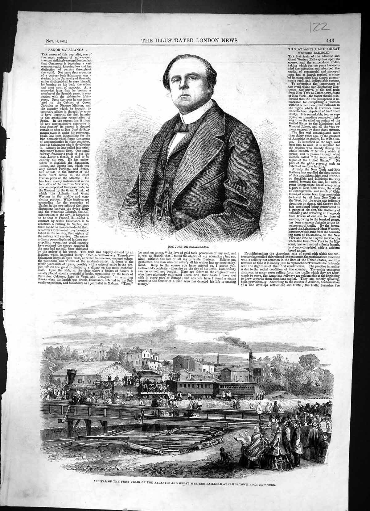 Old 1860 Don Jose De Salamanca Train Atlantic Railway James Town New Victorian