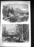 Old 1866 Cascade Mountains Oregon Mount St. Helen'S Columbia River Tr Victorian