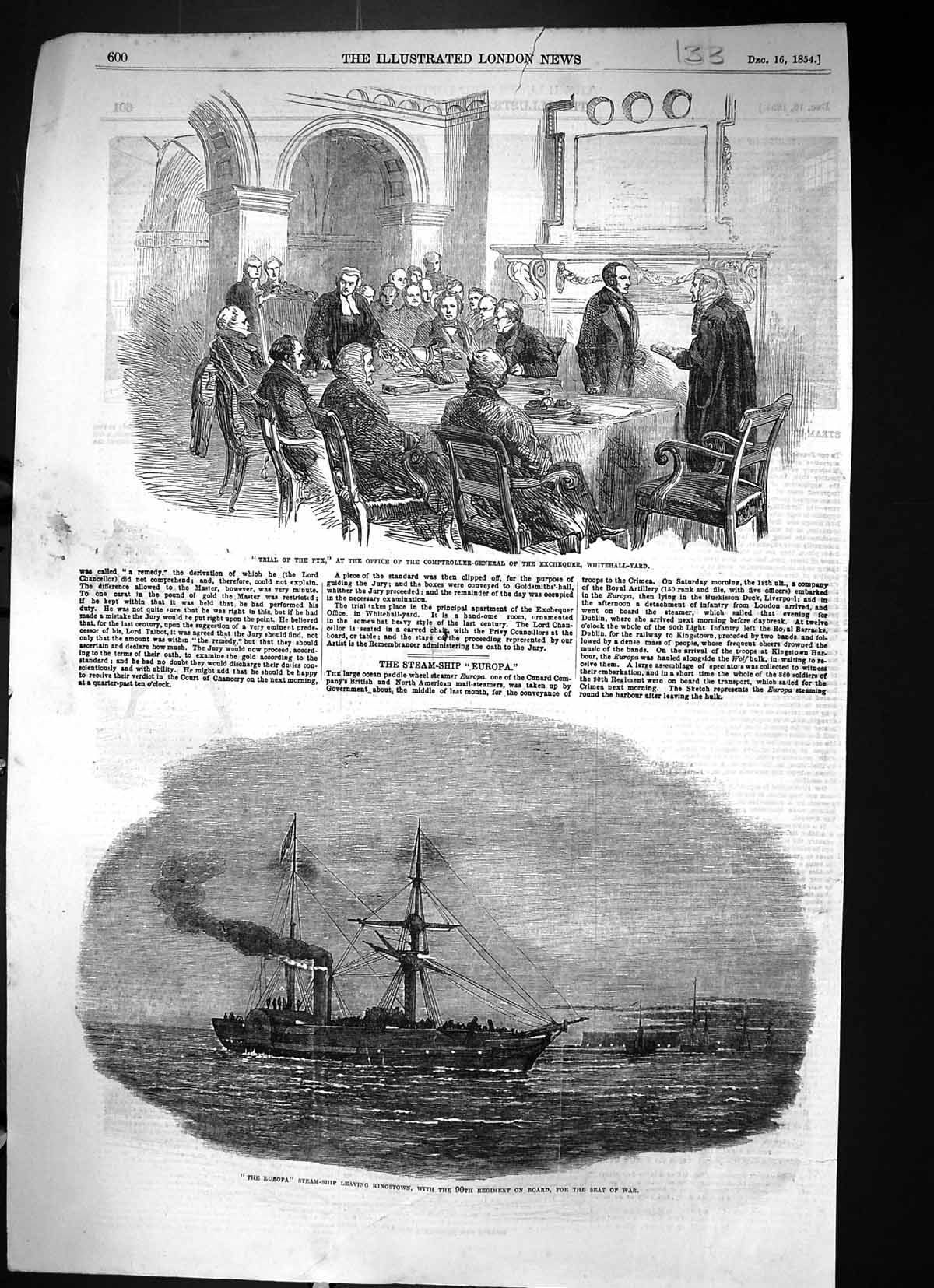 Old 1854 Trial Pyx Comptroller-General Exchequer Europe War Ship King Victorian