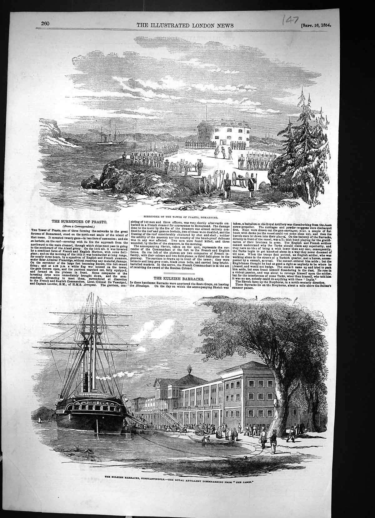Old 1854 Tower Prasto Bombarsund Kuleieh Barracks Constantinople Jaso Victorian