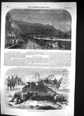 Old Print 1855 Railway Works Balaclava Sailors Battery Sebastopol War Si 19th