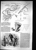 Old Print 1855 Map Sea Azov Russian Infernal Machine Turkish Siers Crime 19th