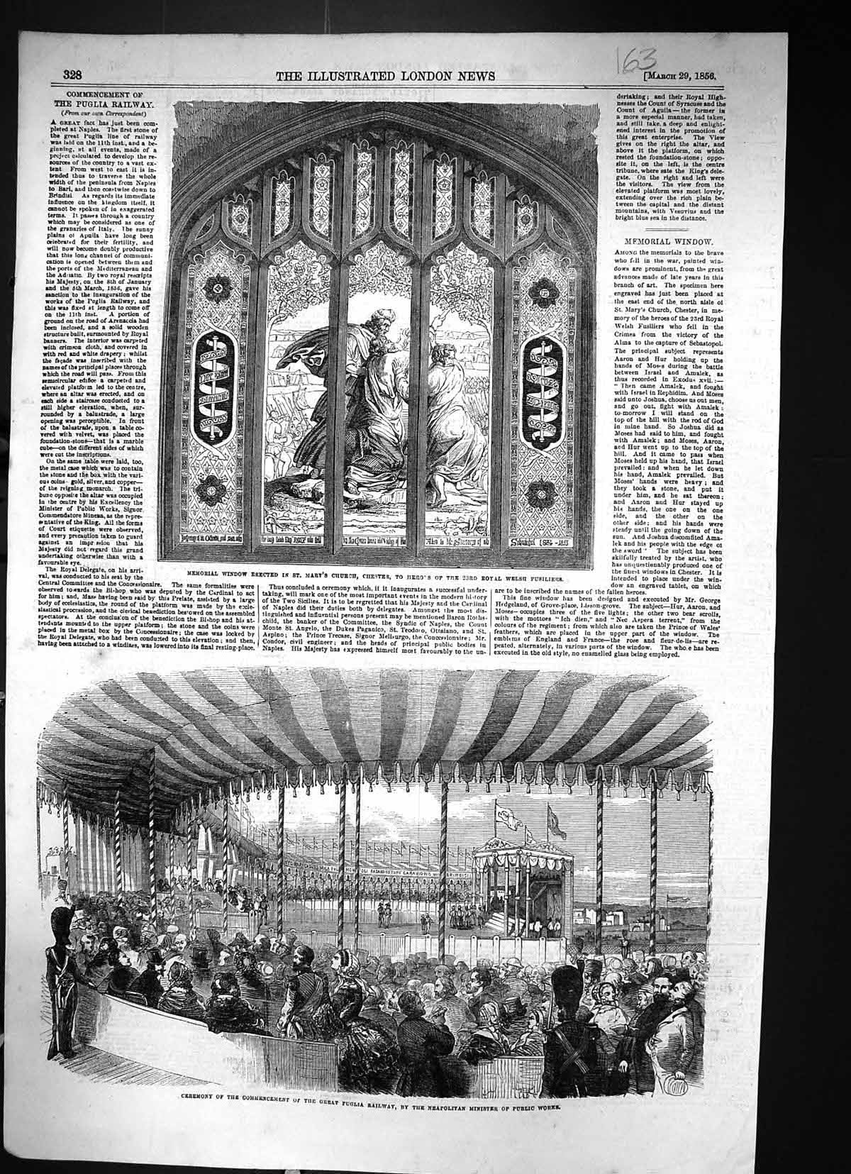 Old 1858 Memorial Window Mary'S Church Chester Welsh Fusiliers Puglia Victorian
