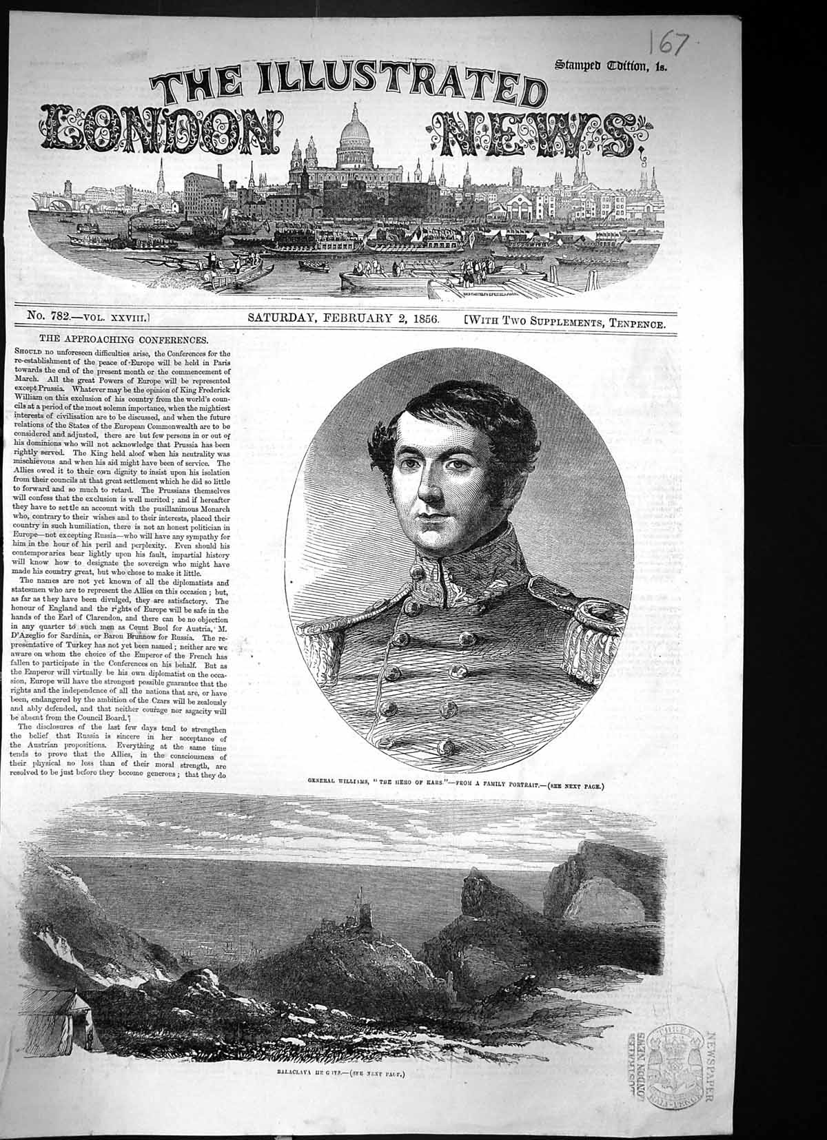 Old 1856 General Williams Hero Kars War View Balaclava Heights Mounta Victorian