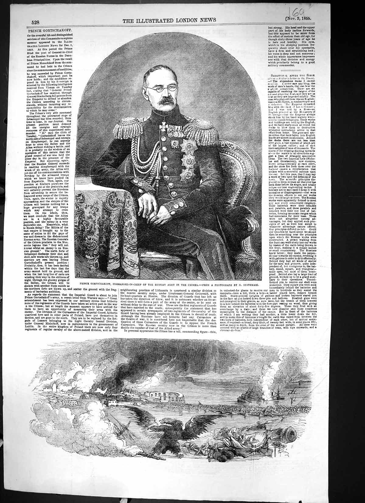 Old 1855 Prince Gortschakoff Commander-In-Chief Russian Army Crimea S Victorian