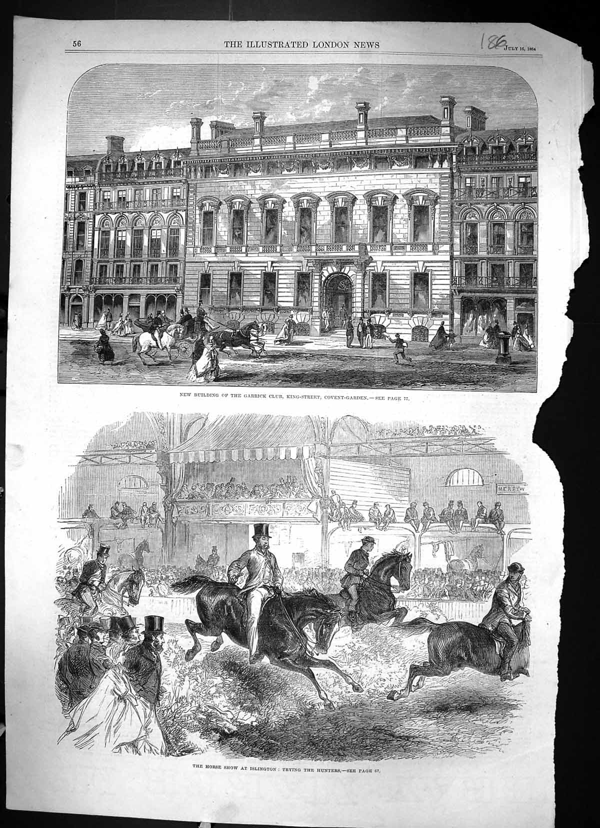 Old 1864 Building Garrick Club King-Street Covent Garden Horse Show I Victorian