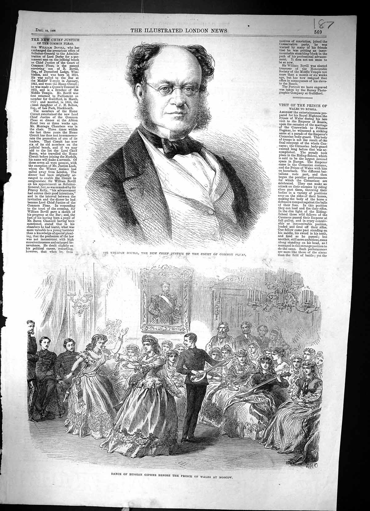 Old 1866 William Bovill Chief Justice Court Dance Russian Gipsies Mos Victorian