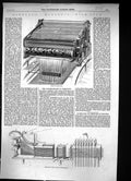 Old 1860 Bonelli Electric Silk Loom Machinery Sectional View Working Victorian