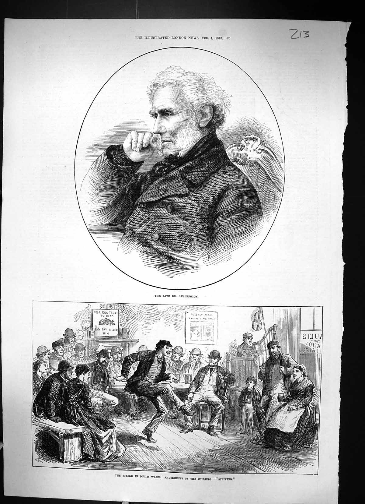 Antique Print 1873 Lushington Coal Miners Strike Wales Colliers Amusements 19th