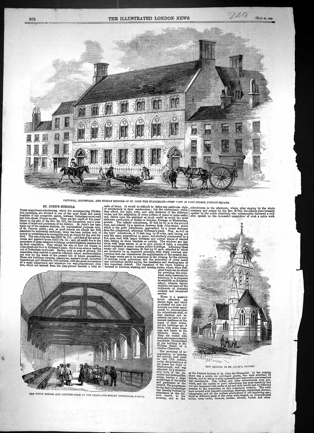 Old 1860 National Industrial School St. John Evangelist Church Giles Victorian