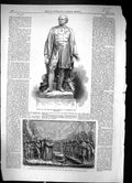 Antique Print 1866 Statue John Franklin Waterloo-Place Bas-Relief Monument 19th