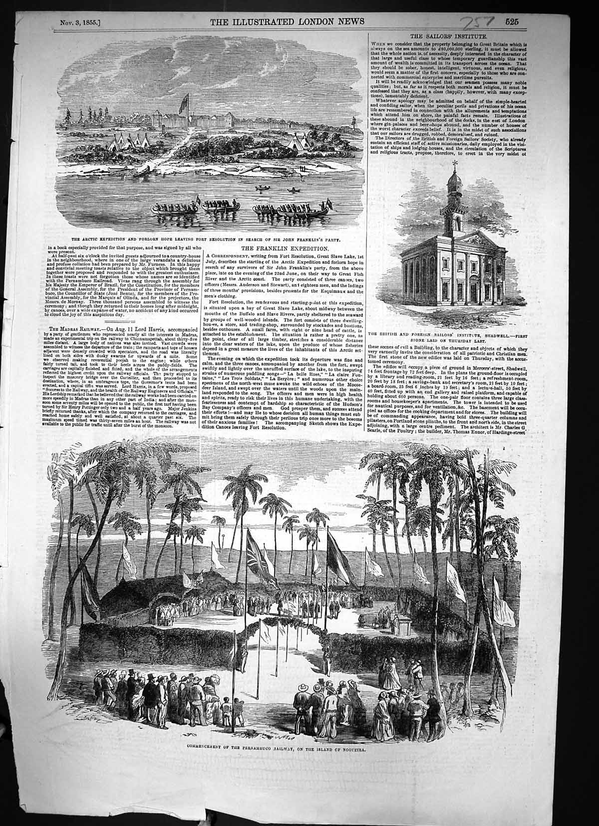 Old 1855 Pernambuco Railway Nogueira John Franklin Arctic Expedition Victorian
