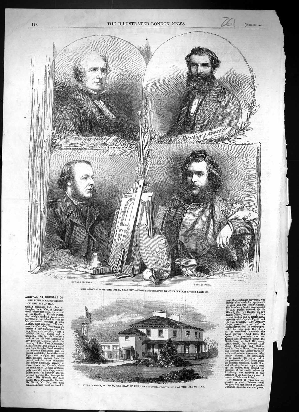 Old 1861 Royal Academy Faed Barry Ansdell Villa Marina Douglas Isle M Victorian
