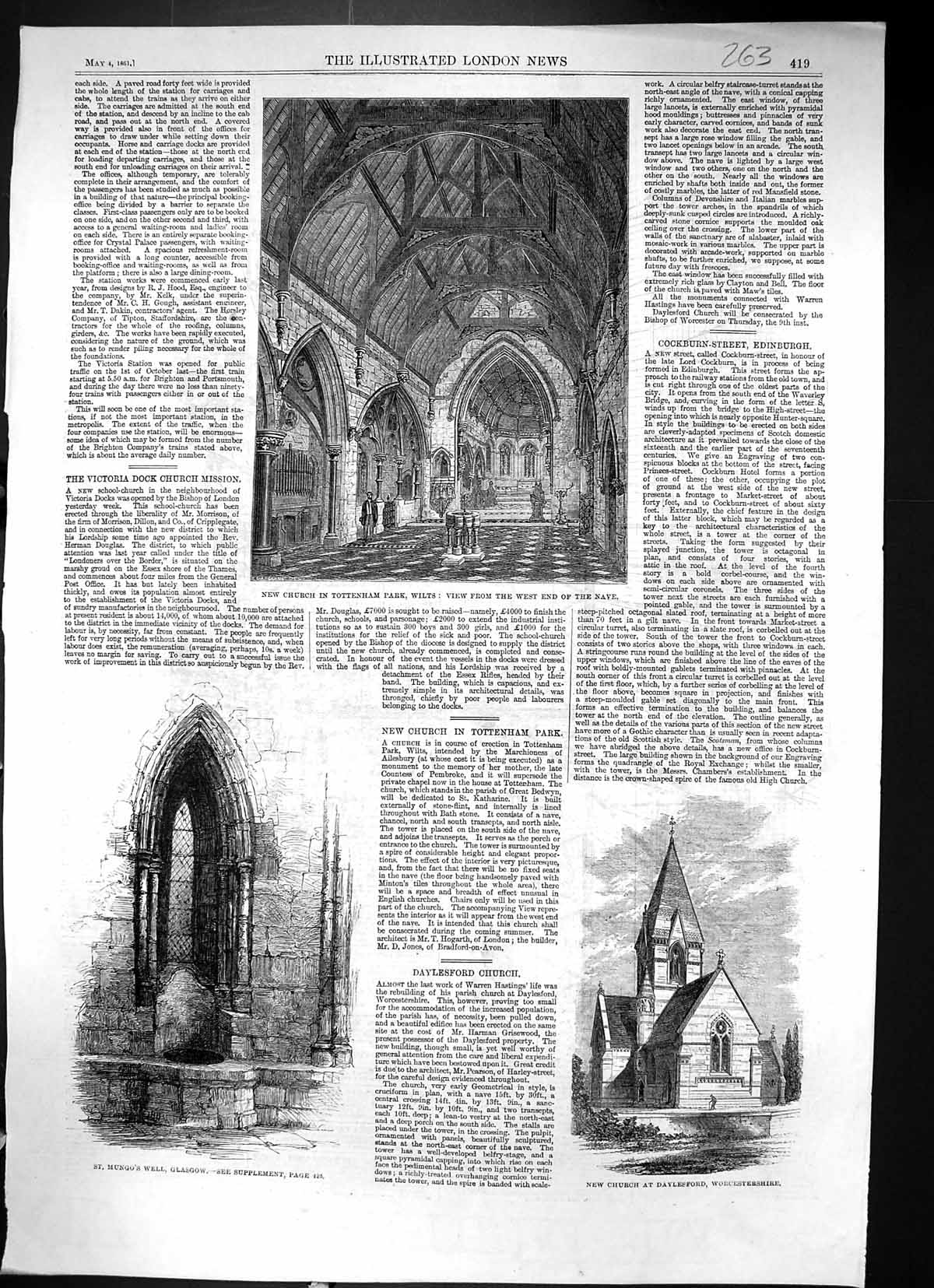 Old 1861 Church Tottenham Park Mungo'S Well Glasgow Daylesford Worces Victorian