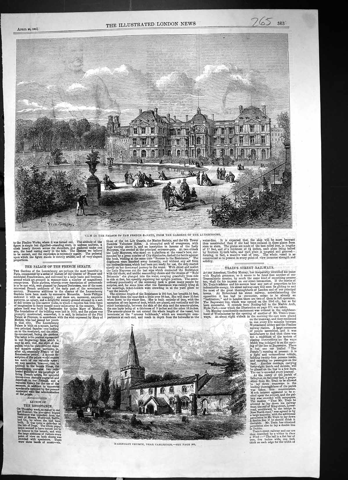 Old 1861 Madingley Church Cambridge Palace French Senate Gardens Luxe Victorian
