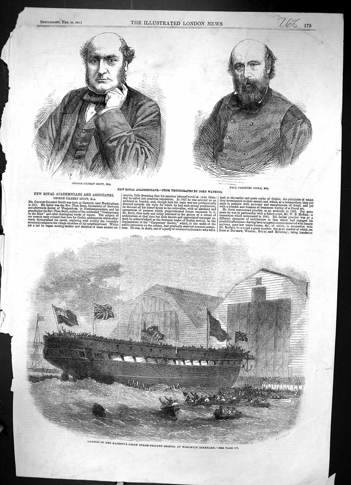 Old 1861 Steam Frigate Ship Bristol George Gilbert Scott Paul Falcone Victorian