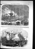 Old Print 1855 Remains Floating Battery Etna Fire Scott Russell Millwall 19th