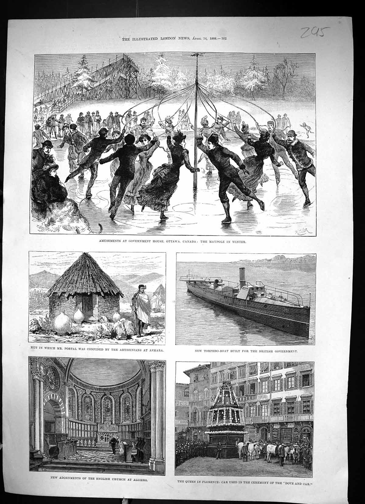 Old 1888 Ice Skating Maypole Canada Hut Portal Asmara Church Algiers Victorian