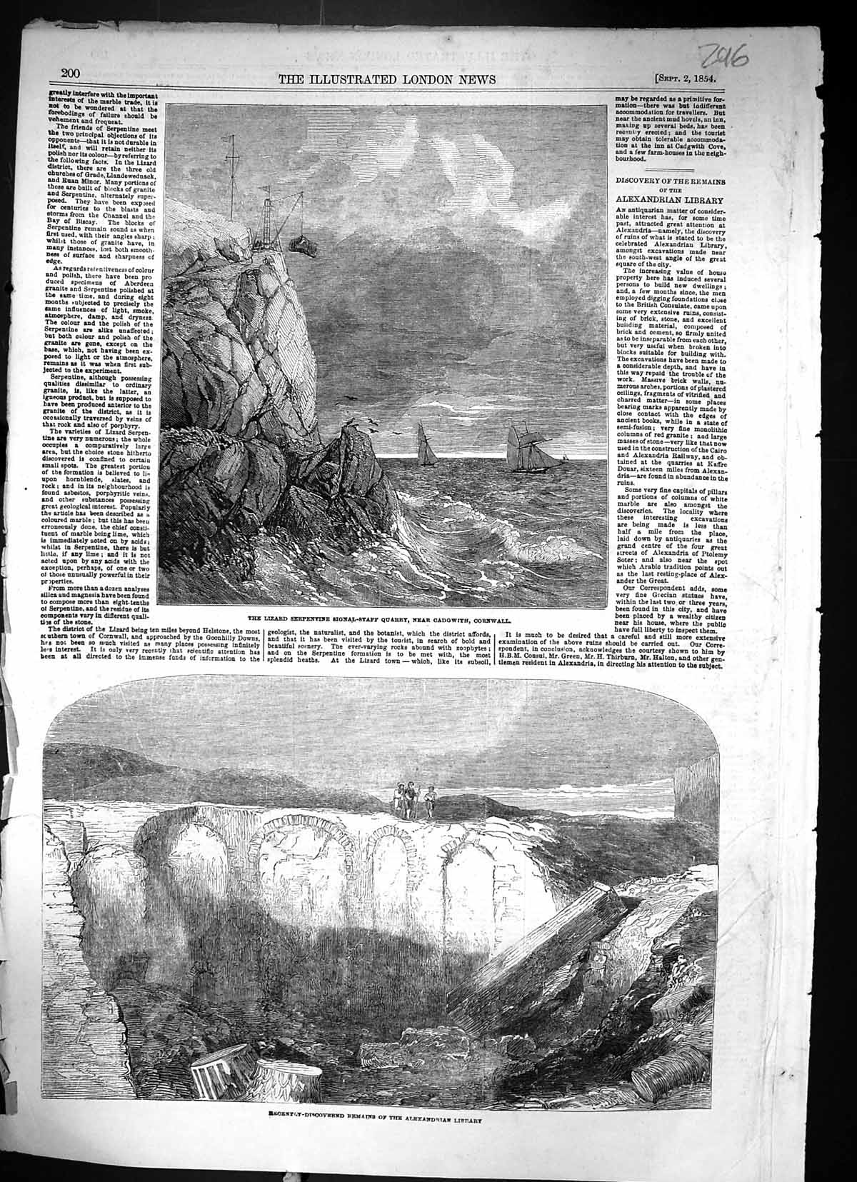 Old 1854 Lizard Serpentine Signal-Staff Quarry Cornwall Alexandrian L Victorian